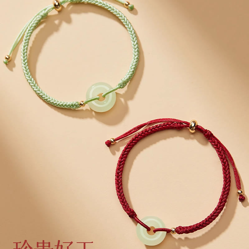 KarmaRipple's Authentic Hetian Jade Peace Buckle Fu Character Protection Fortune Woven Bracelet p18