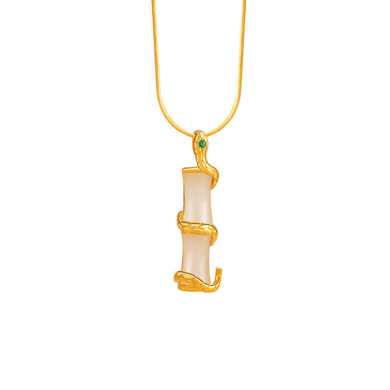 KarmaRipple's Hetian Jade 925 Sterling Silver Year of the Snake Bamboo Growth Pendant Necklace p11