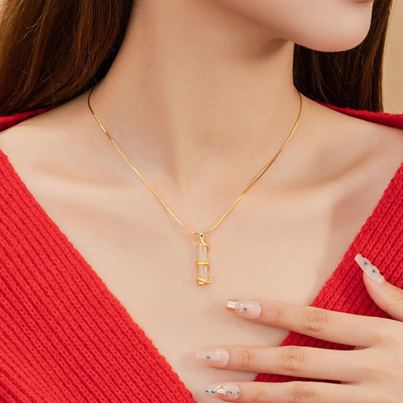 KarmaRipple's Hetian Jade 925 Sterling Silver Year of the Snake Bamboo Growth Pendant Necklace p5