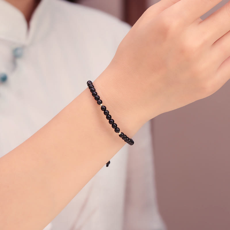 KarmaRipple's Small Black Obsidian Beadwork Fulfillment Rope Bracelet p5