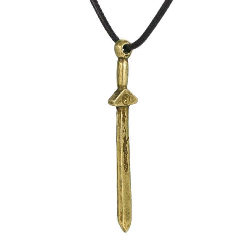 KarmaRipple's Vintage Yin Yang Bronze Brass Sword Balance Pendant Necklace p8