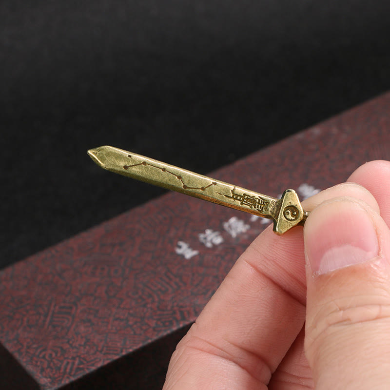 KarmaRipple's Vintage Yin Yang Bronze Brass Sword Balance Pendant Necklace p4