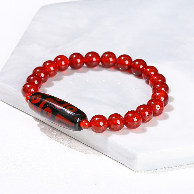 KarmaRipple's Tibetan Nine-eye Dzi Bead Authentic Sandalwood Ivory Cat's Eye Agate Power Protection Bracelet p4