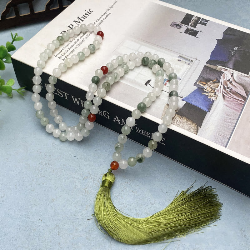 KarmaRipple's 108 Mala Beadwork Authentic Tianshan Jade Tassel Fortune Bracelet p2