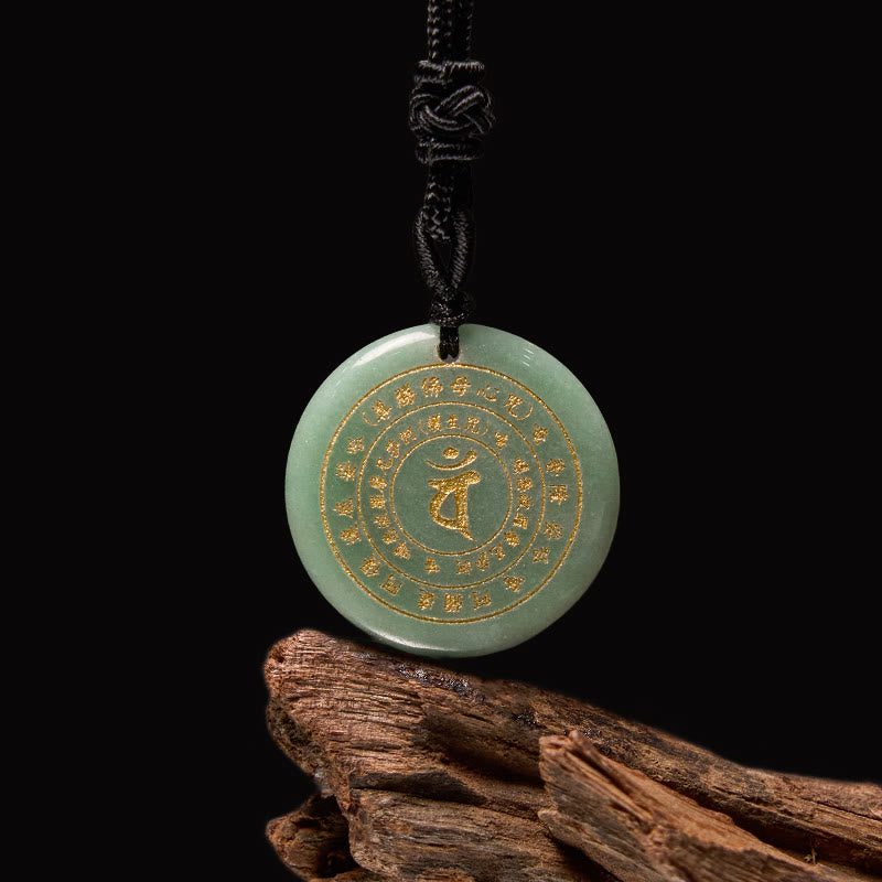 KarmaRipple's Vairocana Tathagata Sanskrit Mantra Various Gemstone Black Obsidian Green Aventurine Strength Pendant Necklace p36