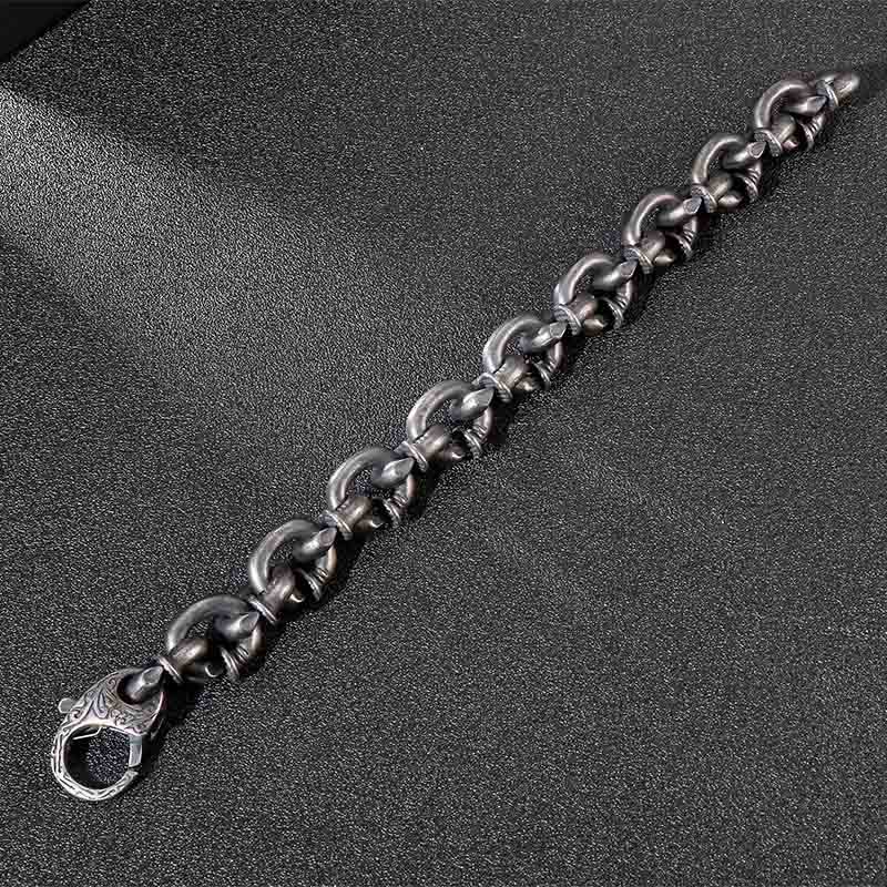KarmaRipple's Square Rivets Titanium Steel Good Fortune Balance Bracelet p10