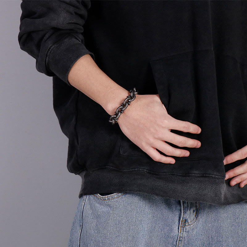 KarmaRipple's Square Rivets Titanium Steel Good Fortune Balance Bracelet p11