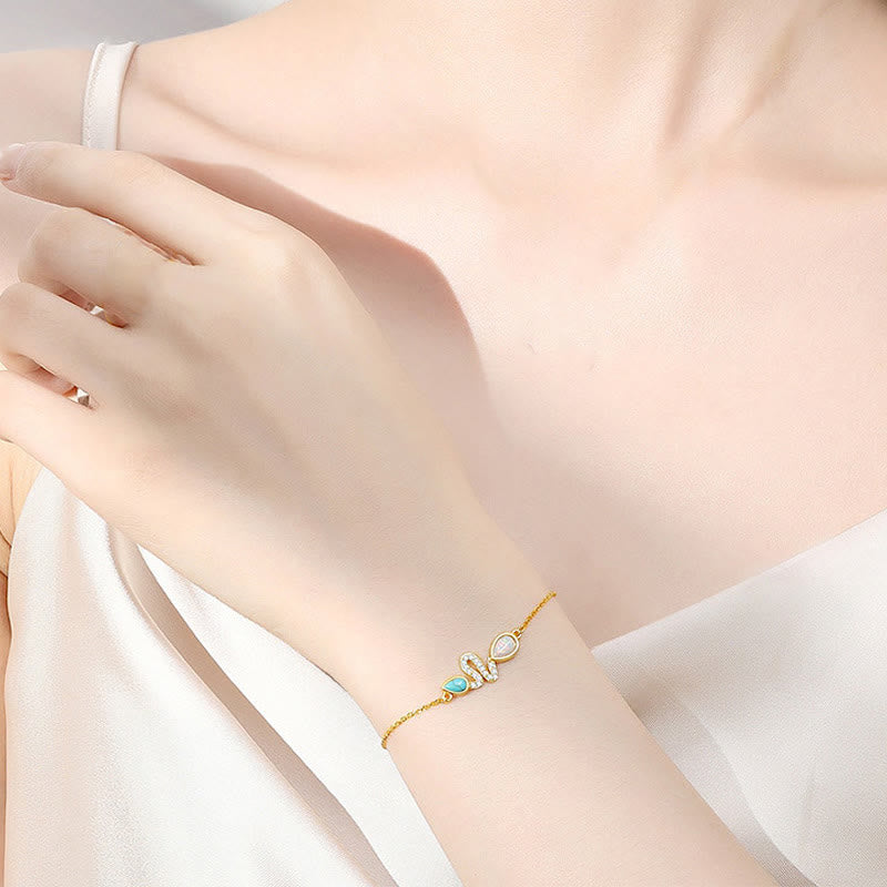KarmaRipple's 925 Sterling Silver Turquoise Opal Year Of The Snake Protection Bracelet p5