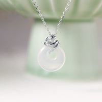 KarmaRipple's Authentic Chalcedony Peace Buckle 925 Sterling Silver Year Of The Snake Positive Pendant Necklace
