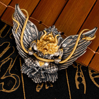 KarmaRipple's 925 Sterling Silver Tibetan Garuda Bird Dragon Snake Wisdom Pendant Necklace
