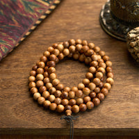 KarmaRipple's 108 Mala Beadwork Lightning Strike Peach Wood Hand Polishing Protection Bracelet