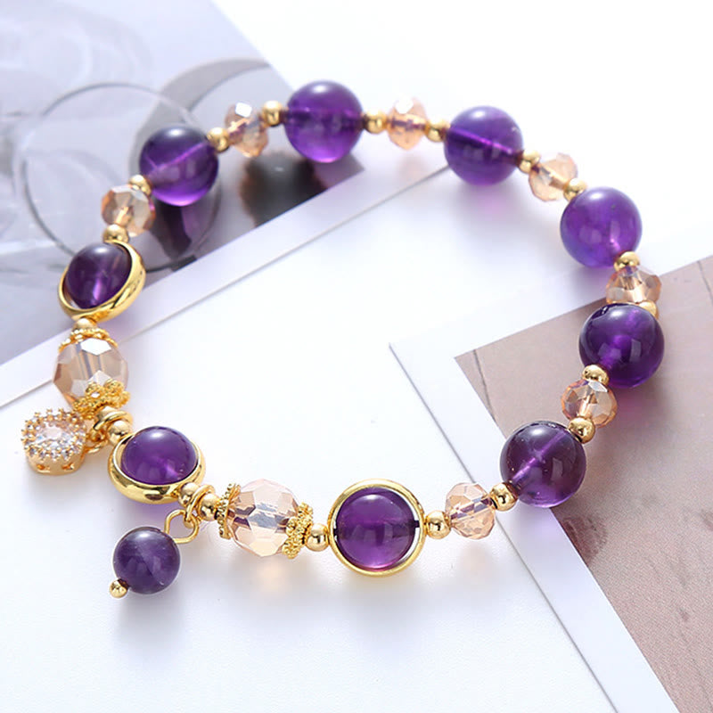KarmaRipple's Authentic Amethyst Geometric Gemstone Meditation Bracelet p5