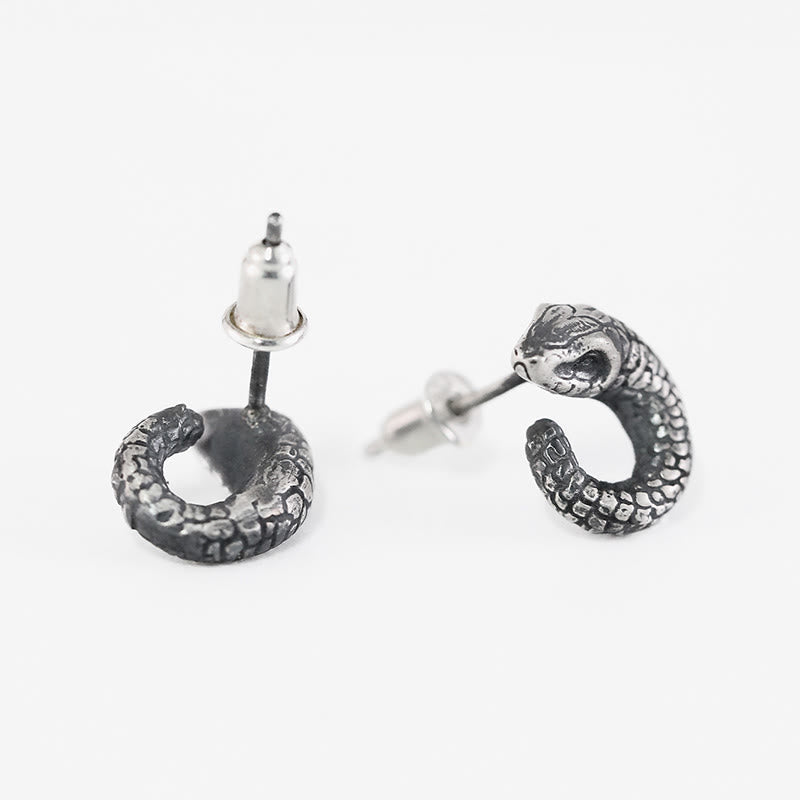 KarmaRipple's 999 Sterling Silver Snake Texture Year Of The Snake Protection Balance Earrings p11