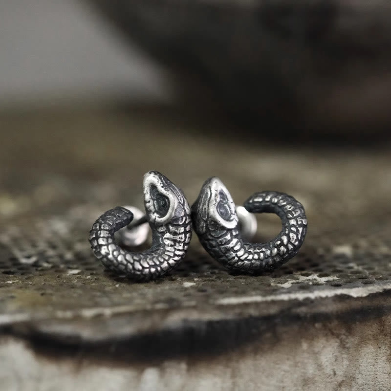 KarmaRipple's 999 Sterling Silver Snake Texture Year Of The Snake Protection Balance Earrings p3