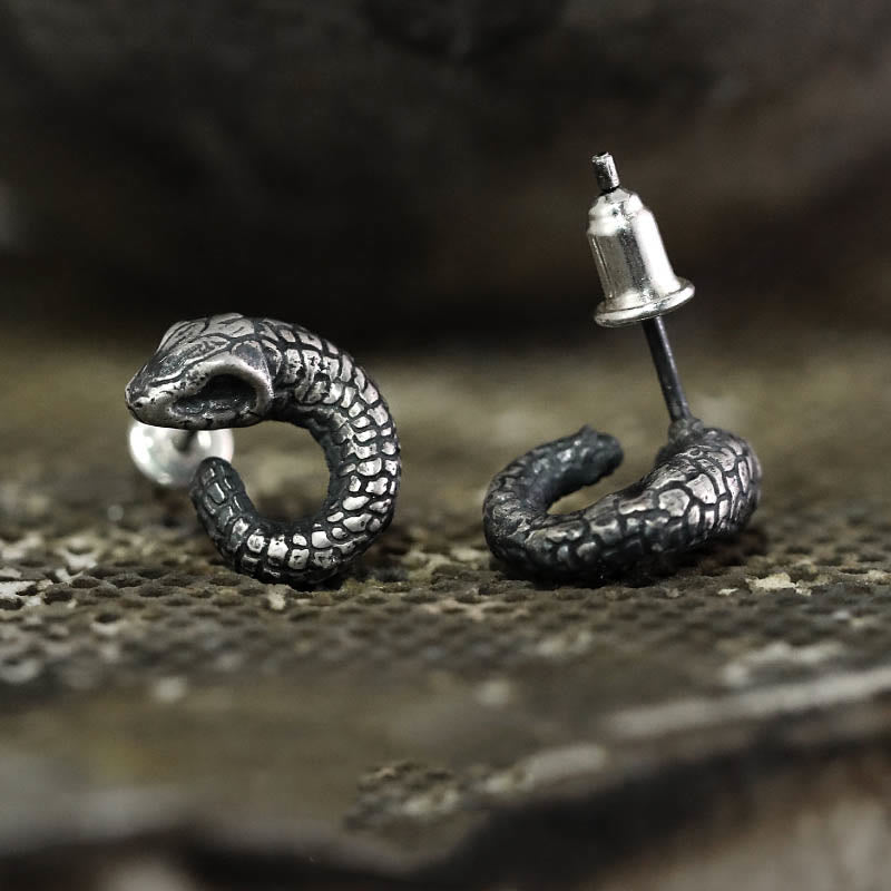 KarmaRipple's 999 Sterling Silver Snake Texture Year Of The Snake Protection Balance Earrings p4
