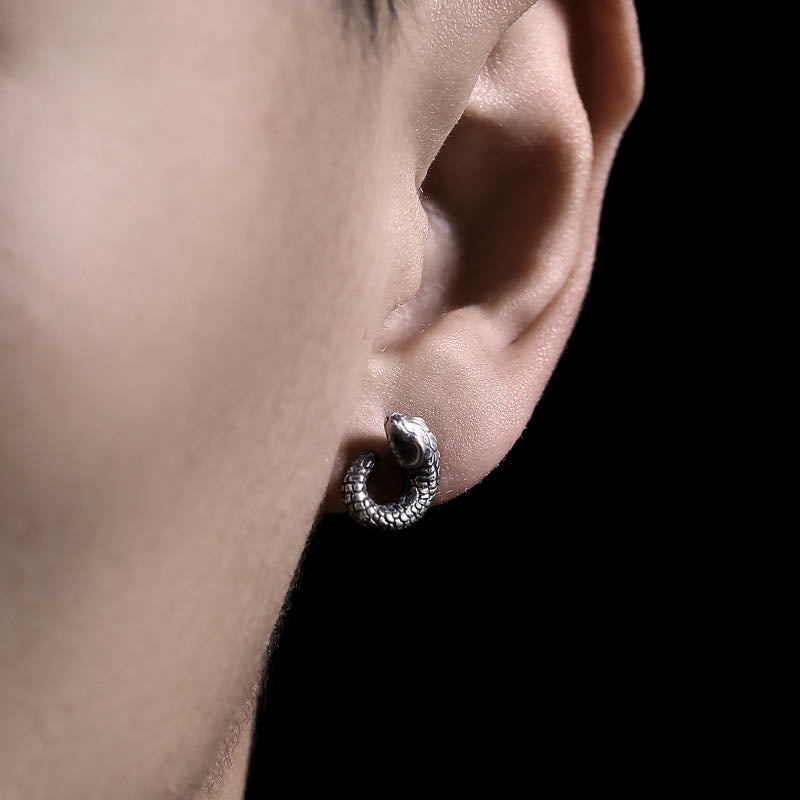 KarmaRipple's 999 Sterling Silver Snake Texture Year Of The Snake Protection Balance Earrings p8