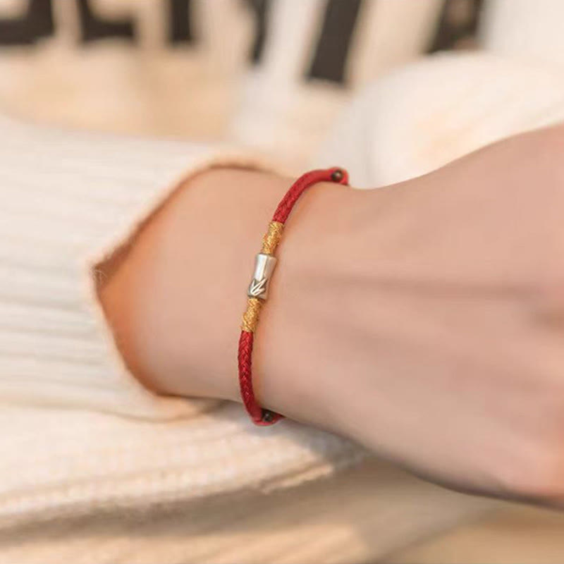 KarmaRipple's Handmade 925 Sterling Silver Bamboo Design Red String Fortune Woven Bracelet p12