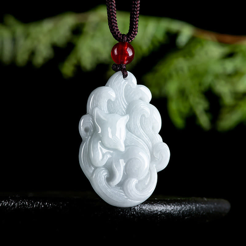 KarmaRipple's Authentic Jade Nine Tailed Fox Fortune Pendant Necklace p2