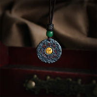 KarmaRipple's 999 Sterling Silver 24k Gold Bagua Tai Chi Yin Yang Design Mountain Ghosts Spend Money Balance Pendant Necklace