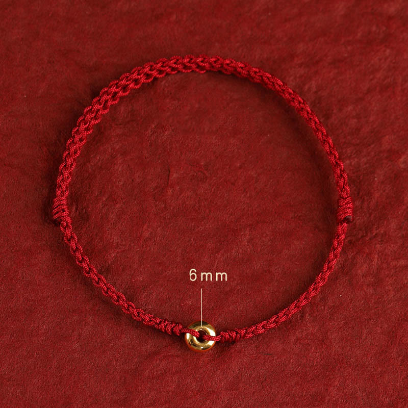 KarmaRipple's 999 Gold Small Peace Buckle Red String Protection Fortune Woven Bracelet Anklet p15