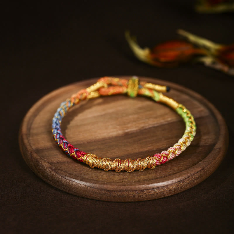 KarmaRipple's Tibetan Colorful Gold Thread Dragon Scale Weave Protection Woven Bracelet p3