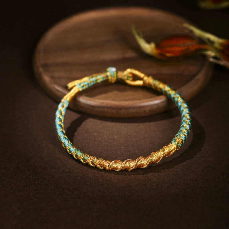 KarmaRipple's Tibetan Colorful Gold Thread Dragon Scale Weave Protection Woven Bracelet p4