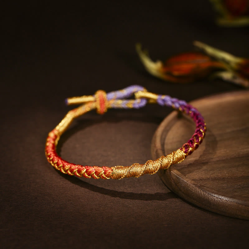 KarmaRipple's Tibetan Colorful Gold Thread Dragon Scale Weave Protection Woven Bracelet p14