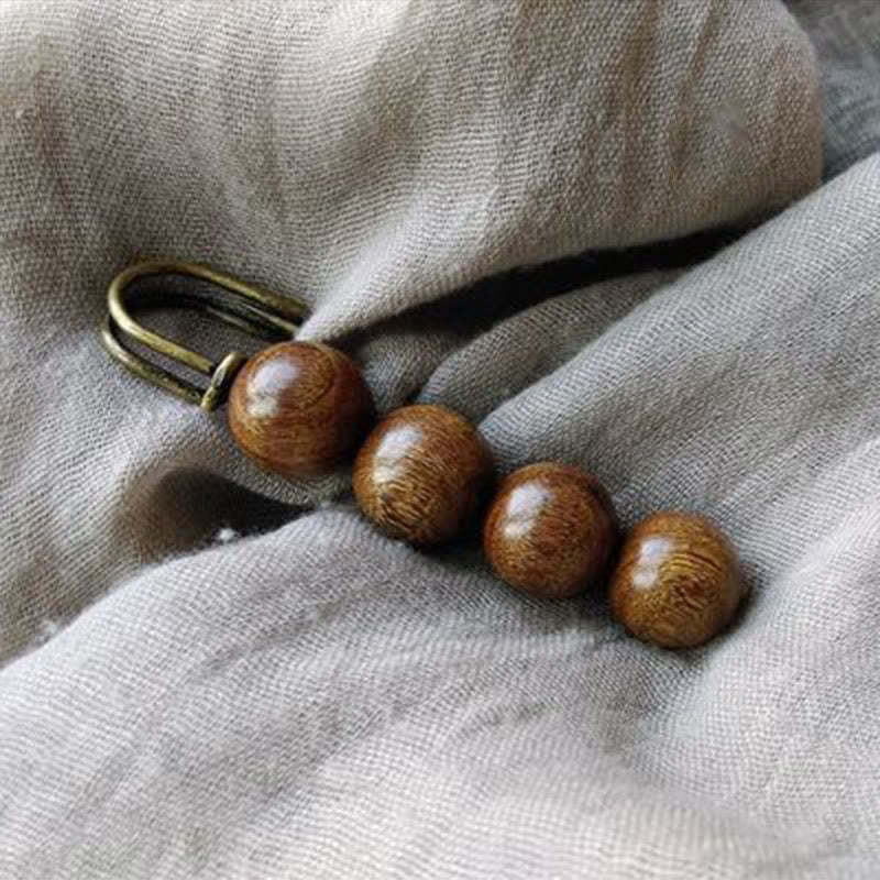 KarmaRipple's Vintage Sandalwood Agathis Alba Ebony Wood Peltogyne Beadwork Balancing Brooch p1