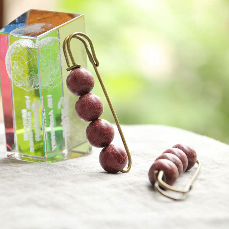 KarmaRipple's Vintage Sandalwood Agathis Alba Ebony Wood Peltogyne Beadwork Balancing Brooch p23