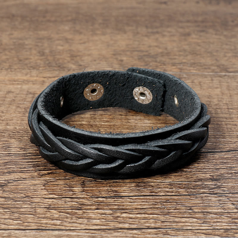 KarmaRipple's Vintage Weaving Leather Adjustable Buckle Strengthen Bracelet p7