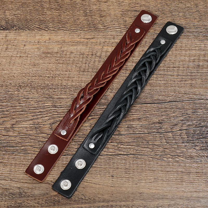 KarmaRipple's Vintage Weaving Leather Adjustable Buckle Strengthen Bracelet p10