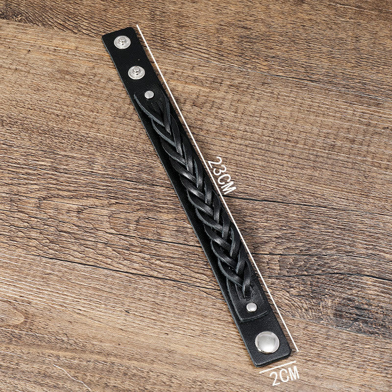 KarmaRipple's Vintage Weaving Leather Adjustable Buckle Strengthen Bracelet p9