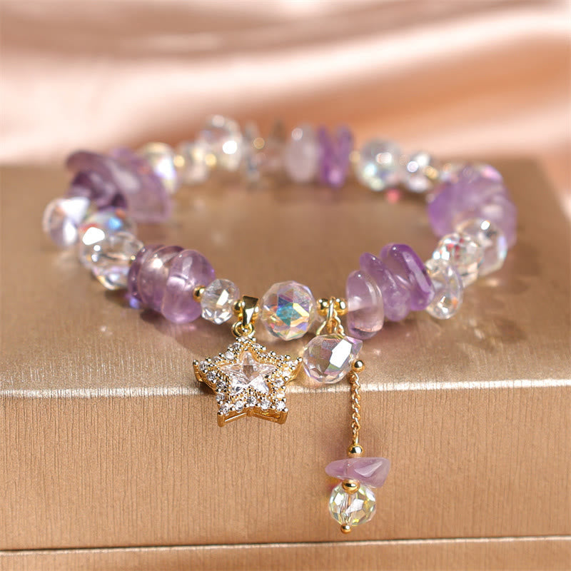KarmaRipple's Authentic Amethyst Gemstone Star Talisman Positive Transformation Bracelet p7