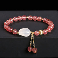 KarmaRipple's Authentic Strawberry Quartz Agate Rabbit Balancing Bracelet