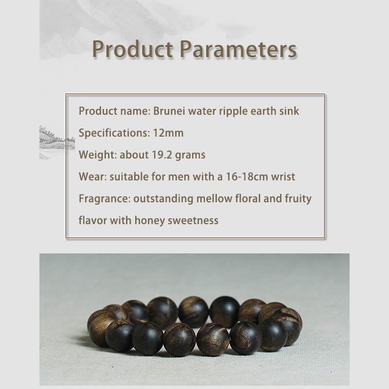 KarmaRipple's Rare Brunei Agarwood Water Ripple Pattern Peace Calm Bracelet p9