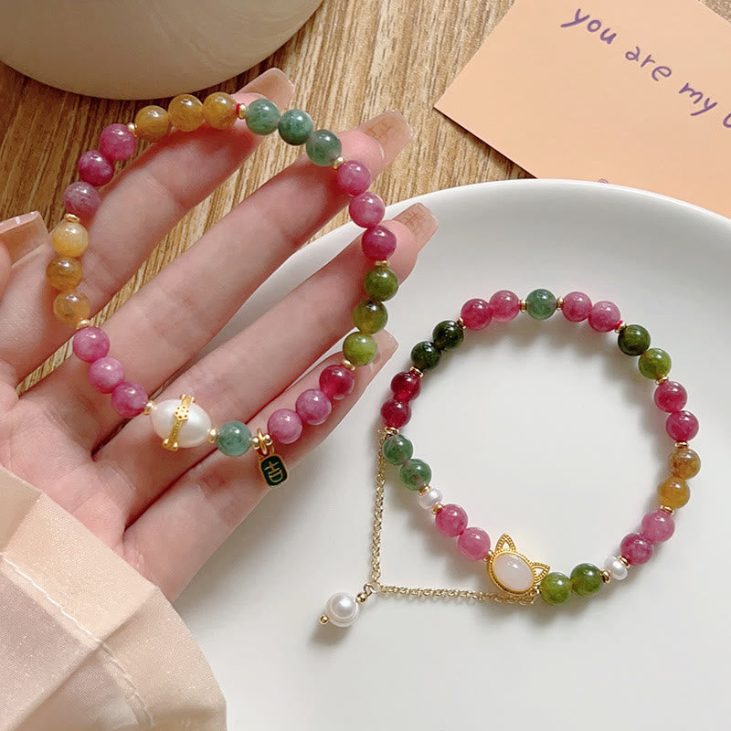 KarmaRipple's Colorful Tourmaline Fortunate Cat Positive Bracelet p13