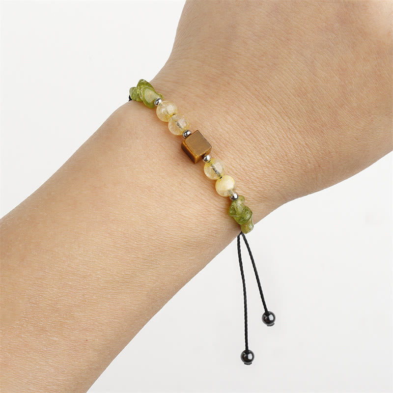 KarmaRipple's Find Your Joy Peridot Citrine Tiger Eye Peace Rope Bracelet p8