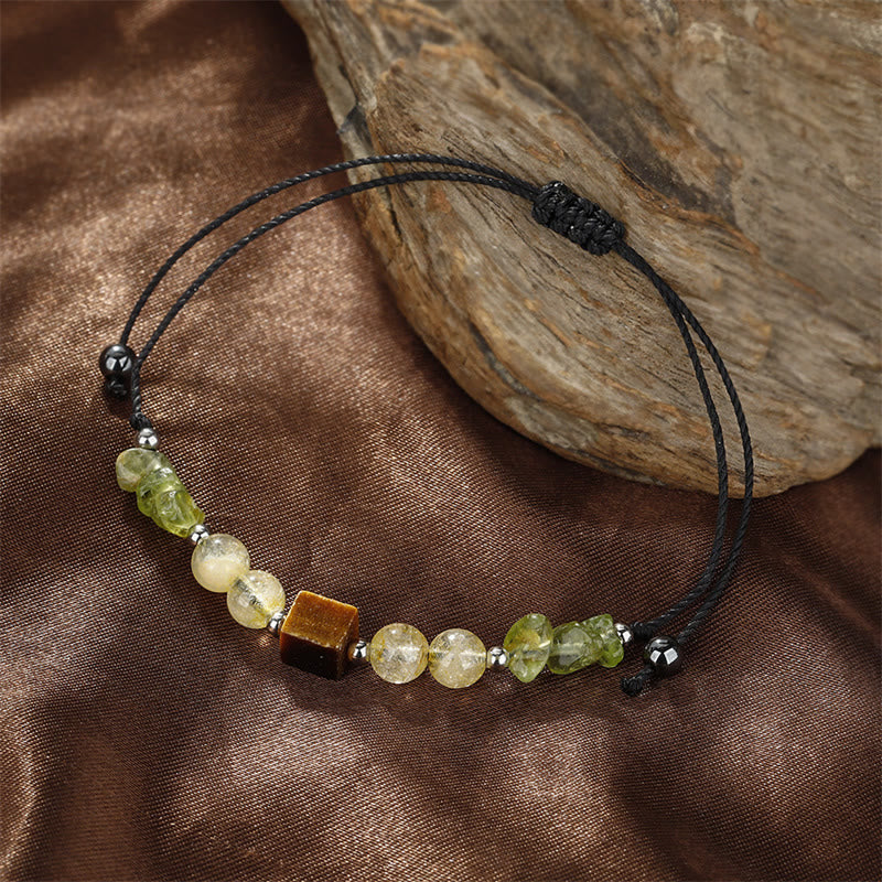 KarmaRipple's Find Your Joy Peridot Citrine Tiger Eye Peace Rope Bracelet p9