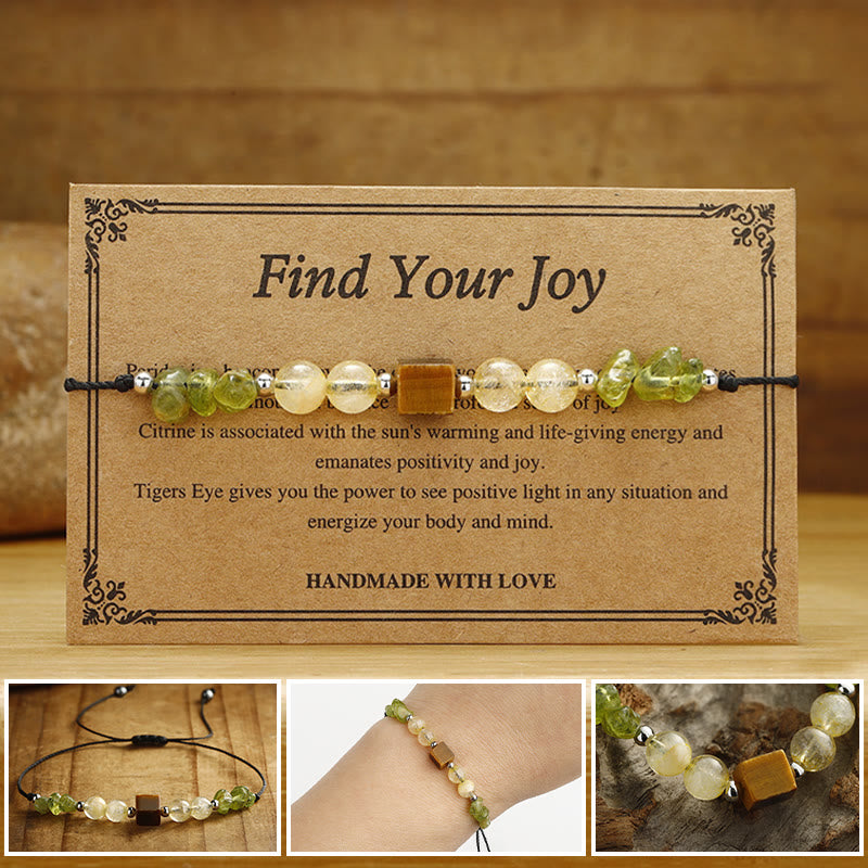 KarmaRipple's Find Your Joy Peridot Citrine Tiger Eye Peace Rope Bracelet p14