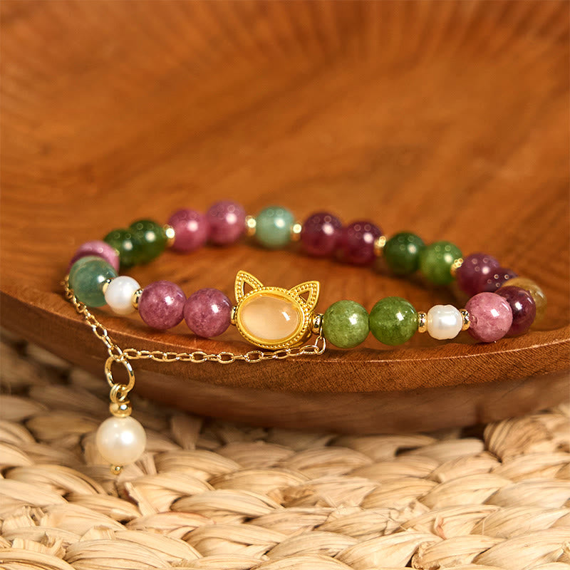 KarmaRipple's Colorful Tourmaline Fortunate Cat Positive Bracelet p8