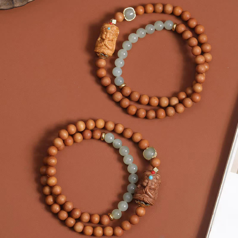 KarmaRipple's Tibetan Zakiram Goddess Of Wealth Hetian Jade Sandalwood Prosperity Bracelet p1
