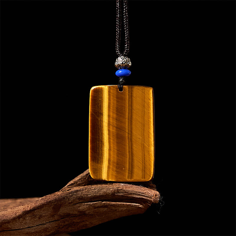 KarmaRipple's Authentic Tiger Eye Square Tiger Pattern Protection Rope Pendant Necklace p5