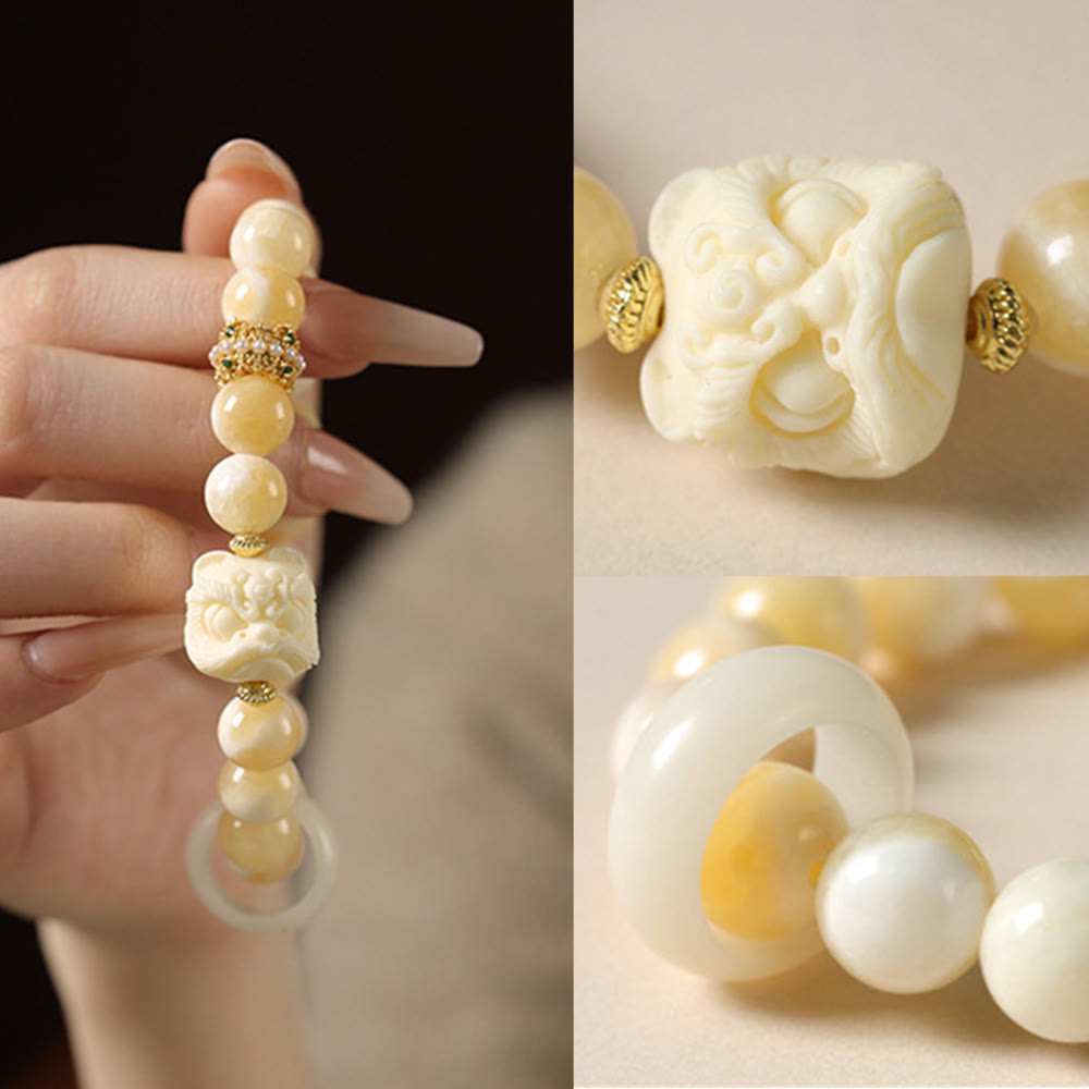 KarmaRipple's Amber Gray Agate Ivory Fruit Confidence Bracelet p5