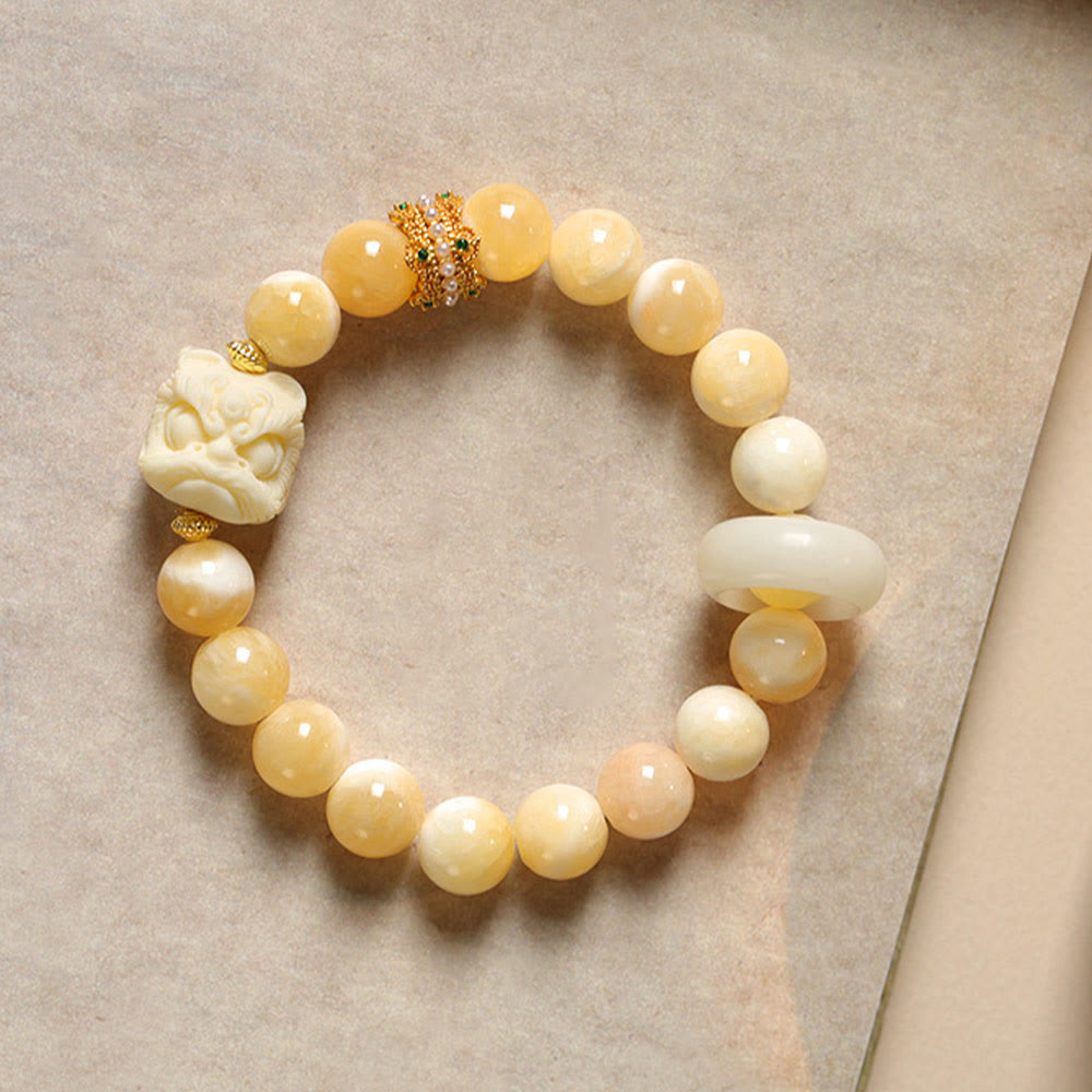 KarmaRipple's Amber Gray Agate Ivory Fruit Confidence Bracelet p13