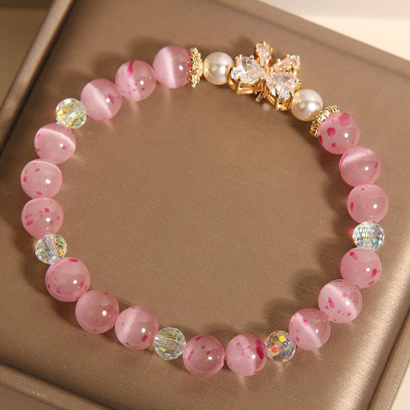 KarmaRipple's Cherry Blossom Pink Cat's Eye Pearl Bow-knot Rosette Support Bracelet p3