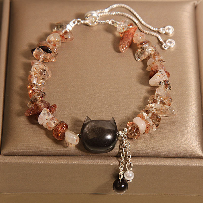 KarmaRipple's Authentic Pink Gemstone Agate Gravel Stone Cat Head Soothing Bracelet p8