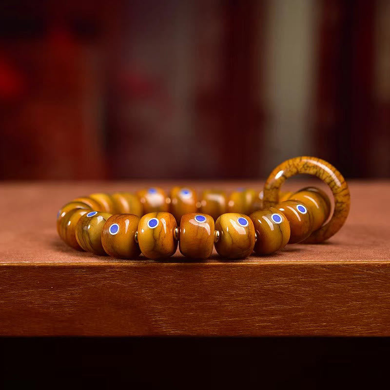 KarmaRipple's Vintage Tibetan Camel Bone Yak Bone Lazurite Balance Woven Rope Bracelet p3