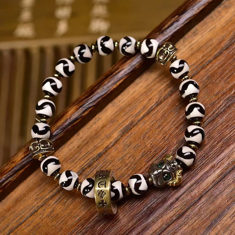 KarmaRipple's Vintage Tibetan Dzi Bead Om Mani Padme Hum Blessings Bracelet p9