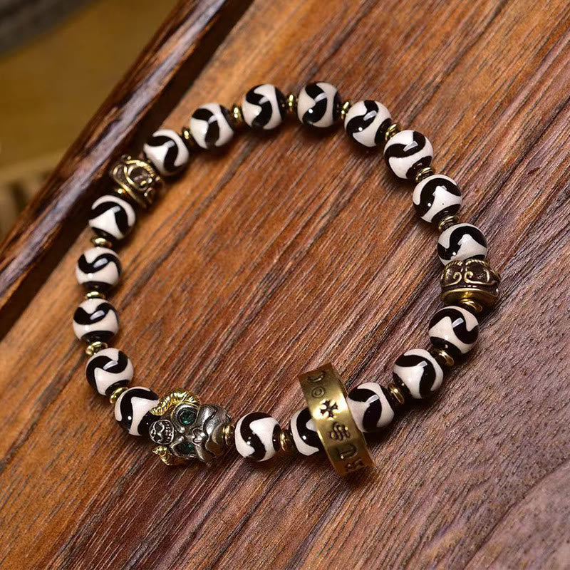 KarmaRipple's Vintage Tibetan Dzi Bead Om Mani Padme Hum Blessings Bracelet p2