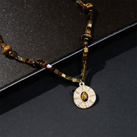 KarmaRipple's Authentic Tiger Eye Square Protection Titanium Steel Pendant Necklace